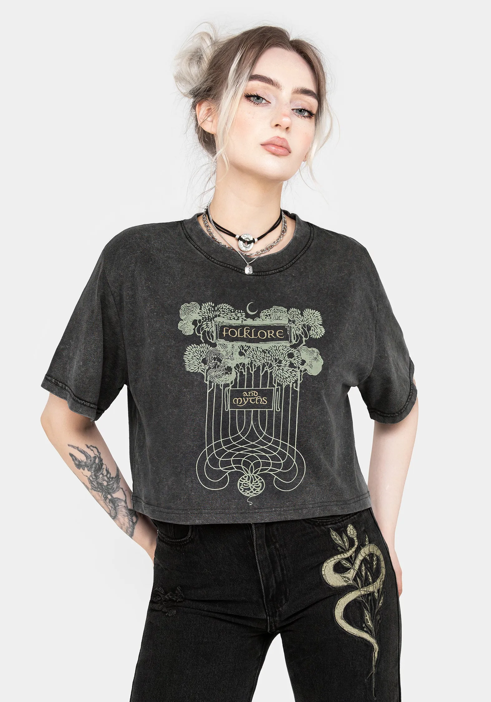 WrinkleResistant Folklore Boxy Crop T-shirt