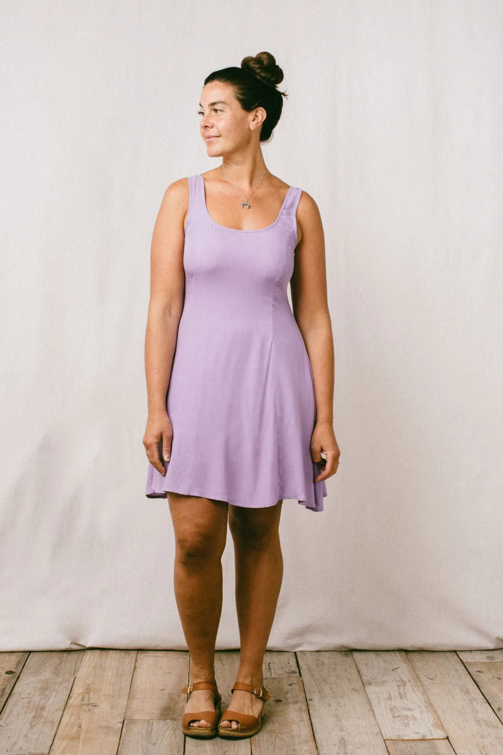Delana Dress in Lilac Challis Luxury Feel Clean Flow