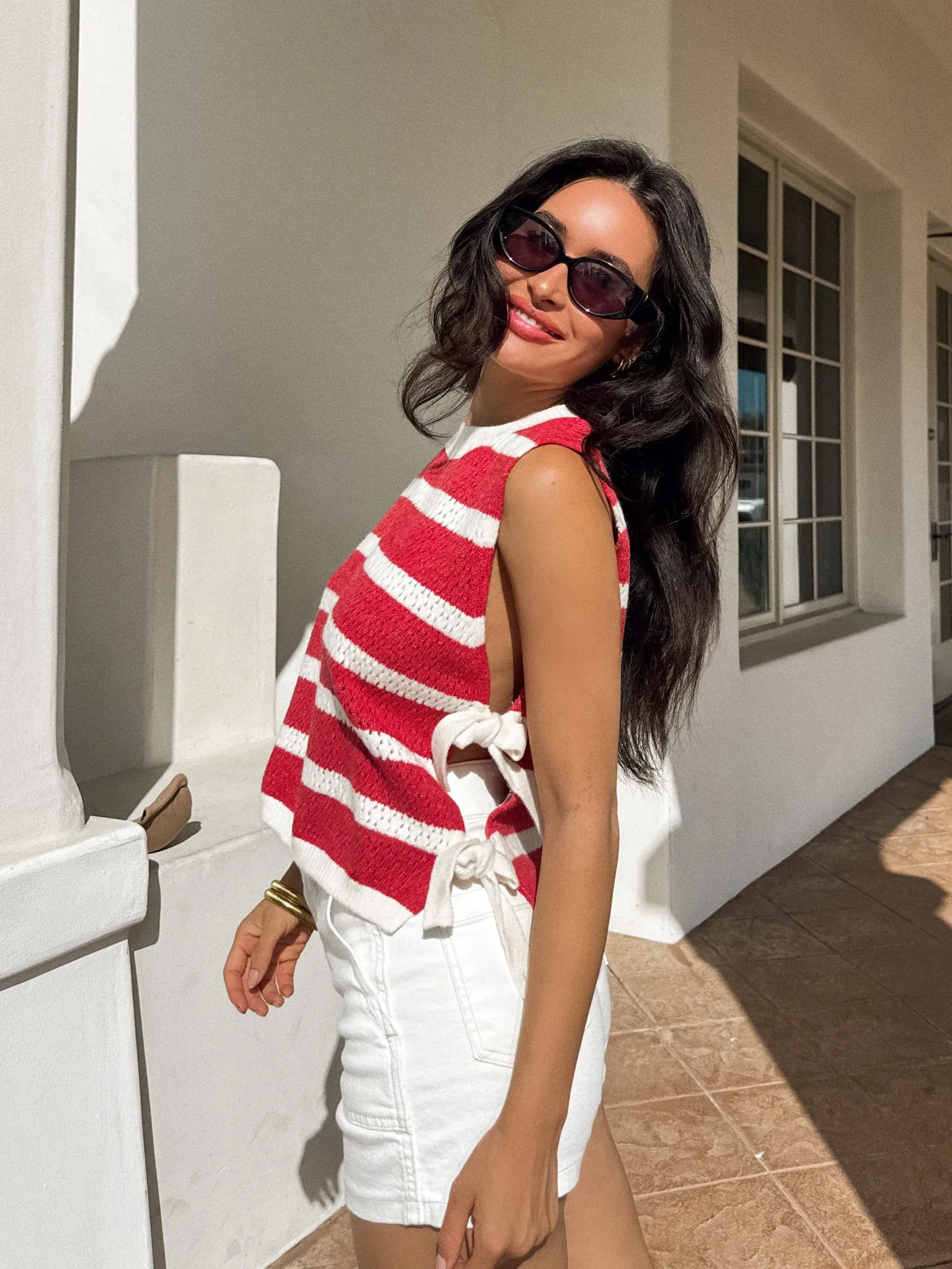 UV Protection Fabric Scarlet Stripe Knit Tank - Final Sale