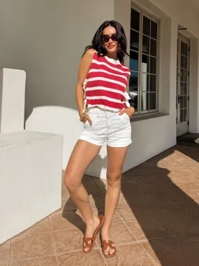 Garment Shaping Panels Scarlet Stripe Knit Tank - Final Sale