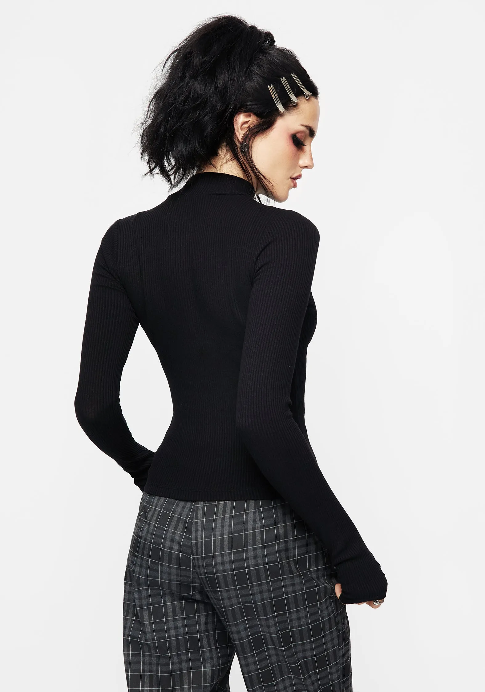 FlexibleElasticatedEdging OdorResistant Treatment Adonia High Neck Ribbed Top