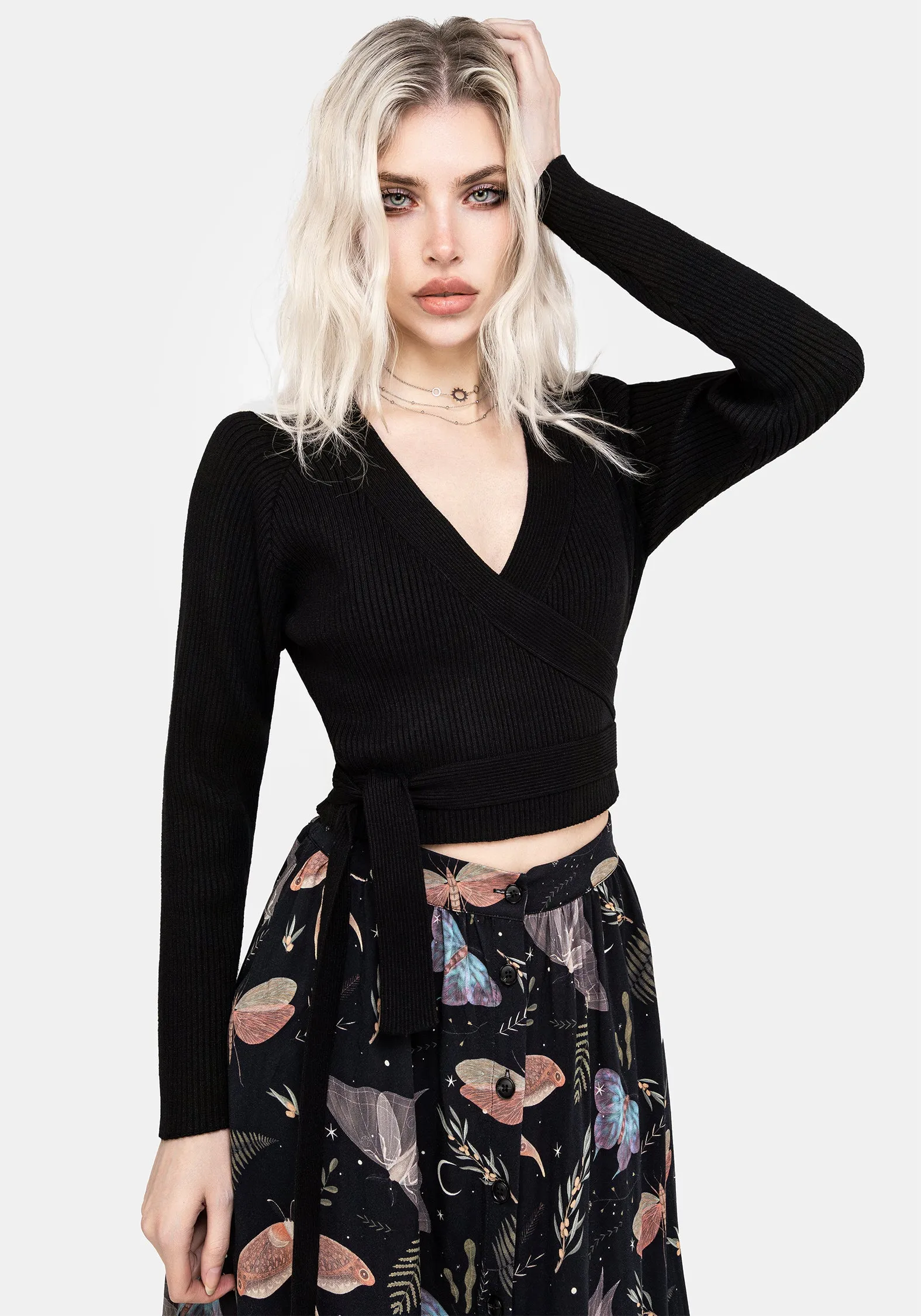 Holda Rib Knit Wrap Cardigan Non Chafing Side Seams HypoallergenicMaterial