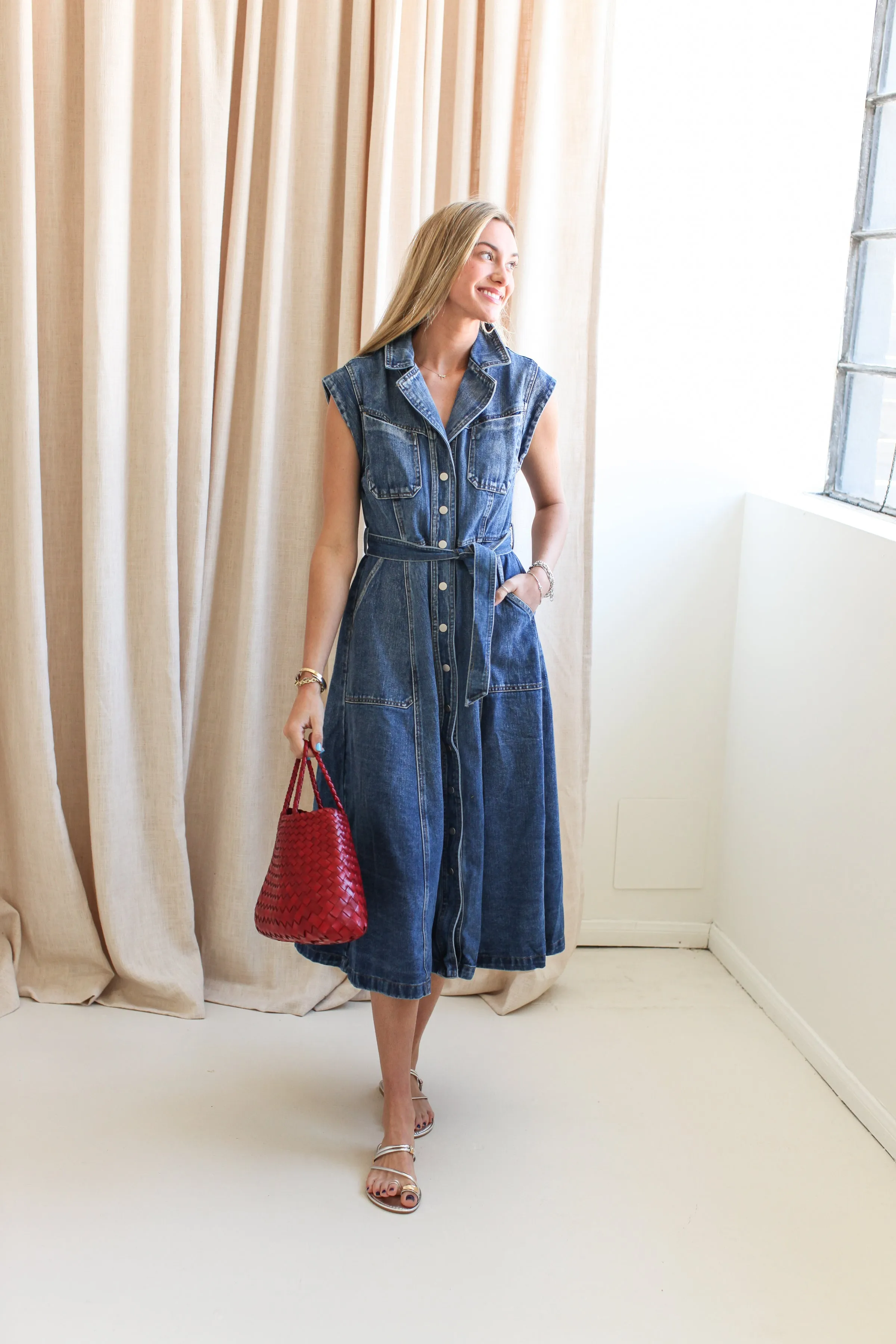 Frances Denim Midi Dress Cozy And Stylish Japan Line