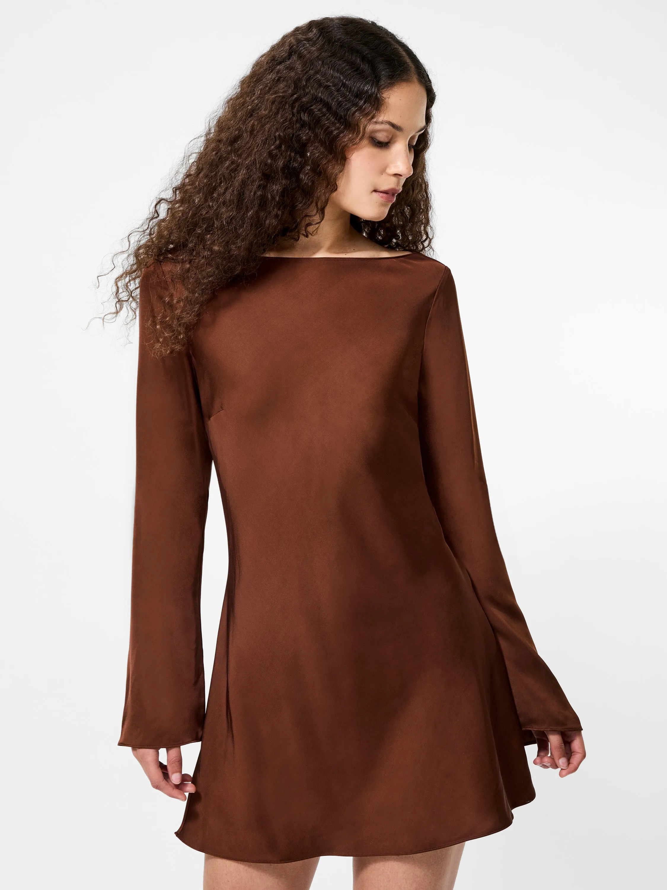 Ennis Satin Longsleeve Mini Dress Smooth Motion