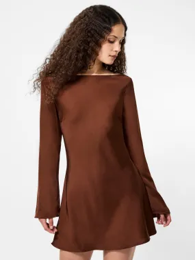 Refined Presence Ennis Satin Longsleeve Mini Dress