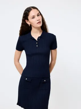 Quick Dry Fabric Crinkle Knit Slim Polo