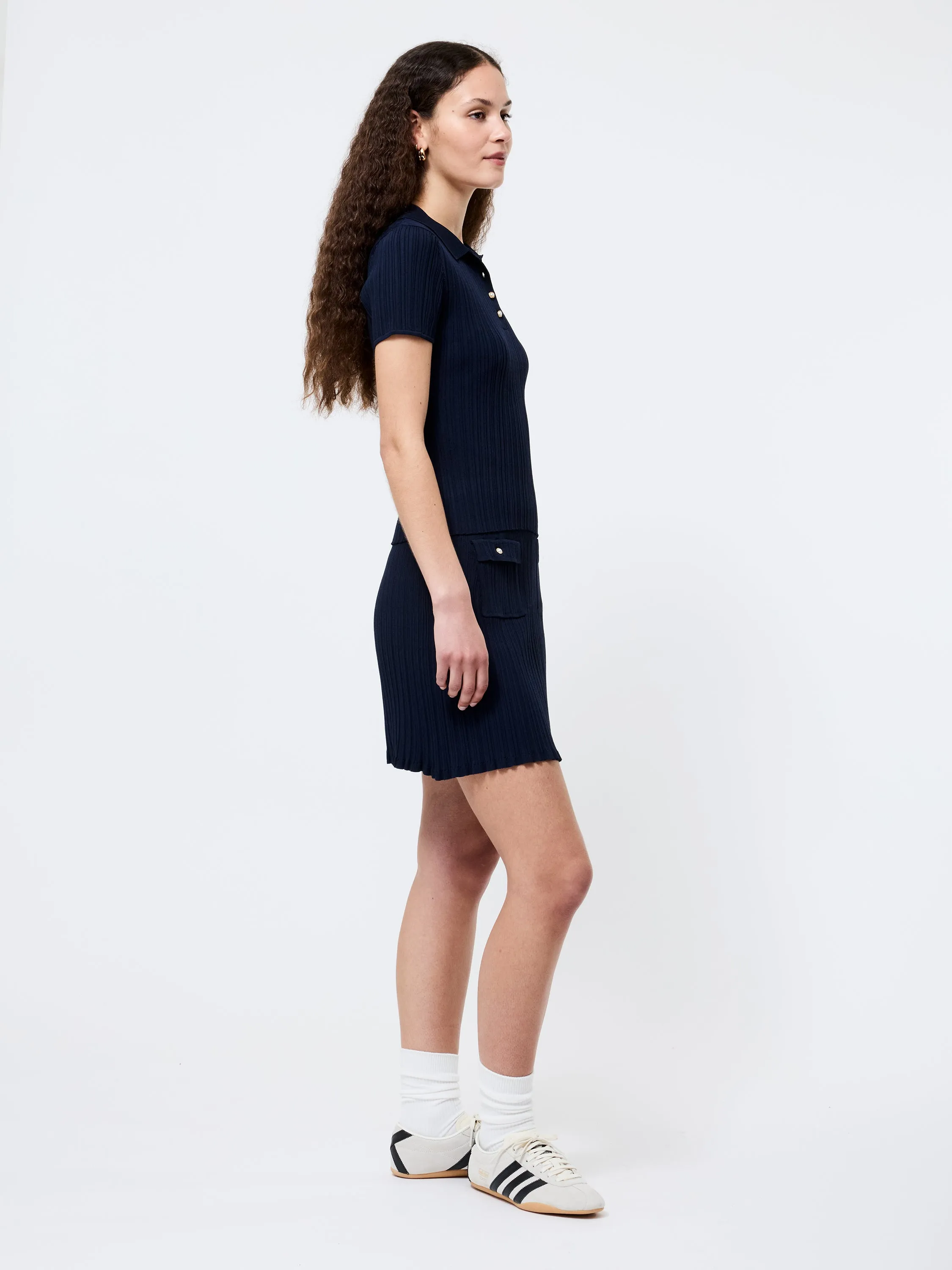 Crinkle Knit Slim Polo VersatileNeckline 3D Spacer Fabric