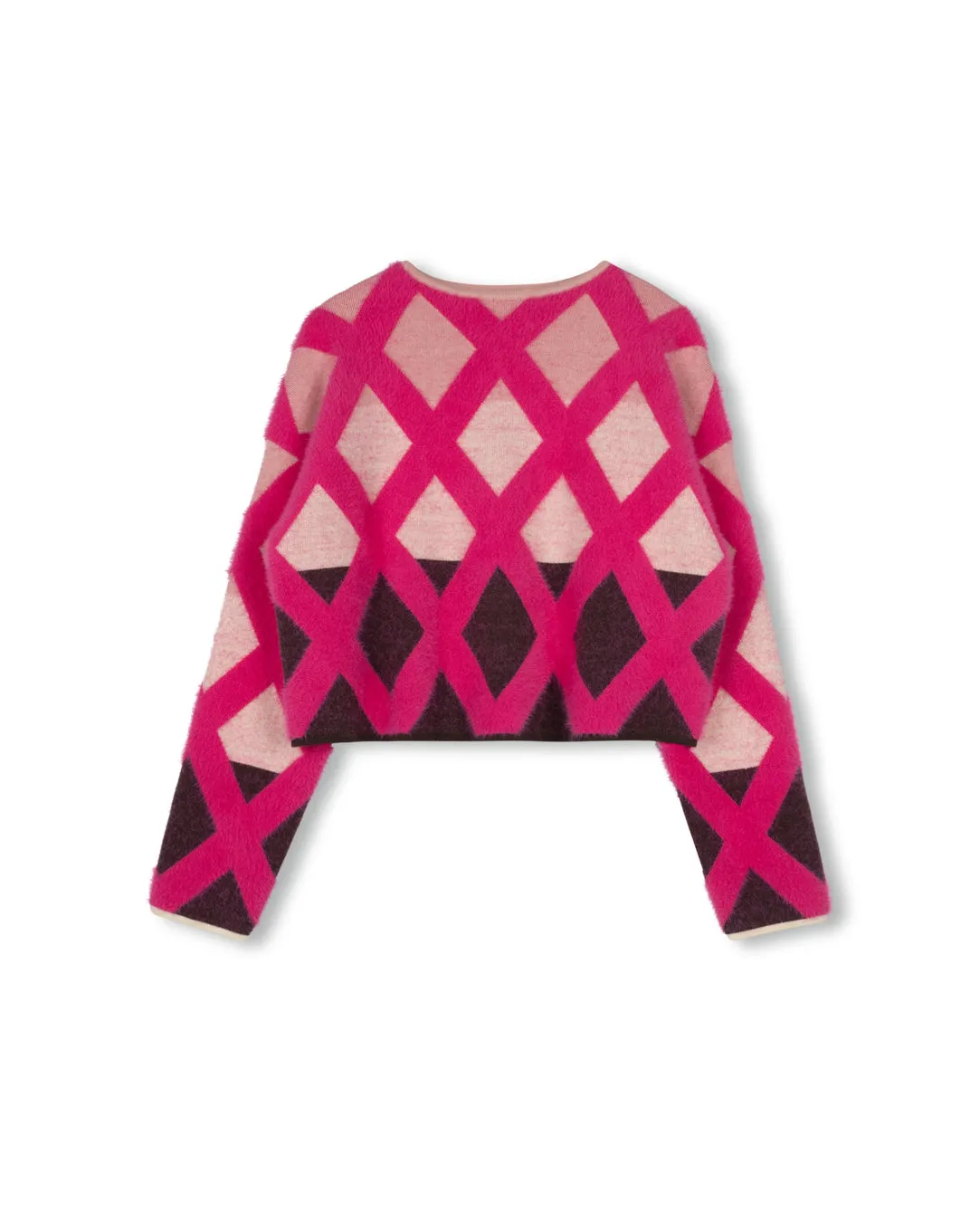 Color Block Diamond Seam Sweater Knit Essentials Fashion Essentials