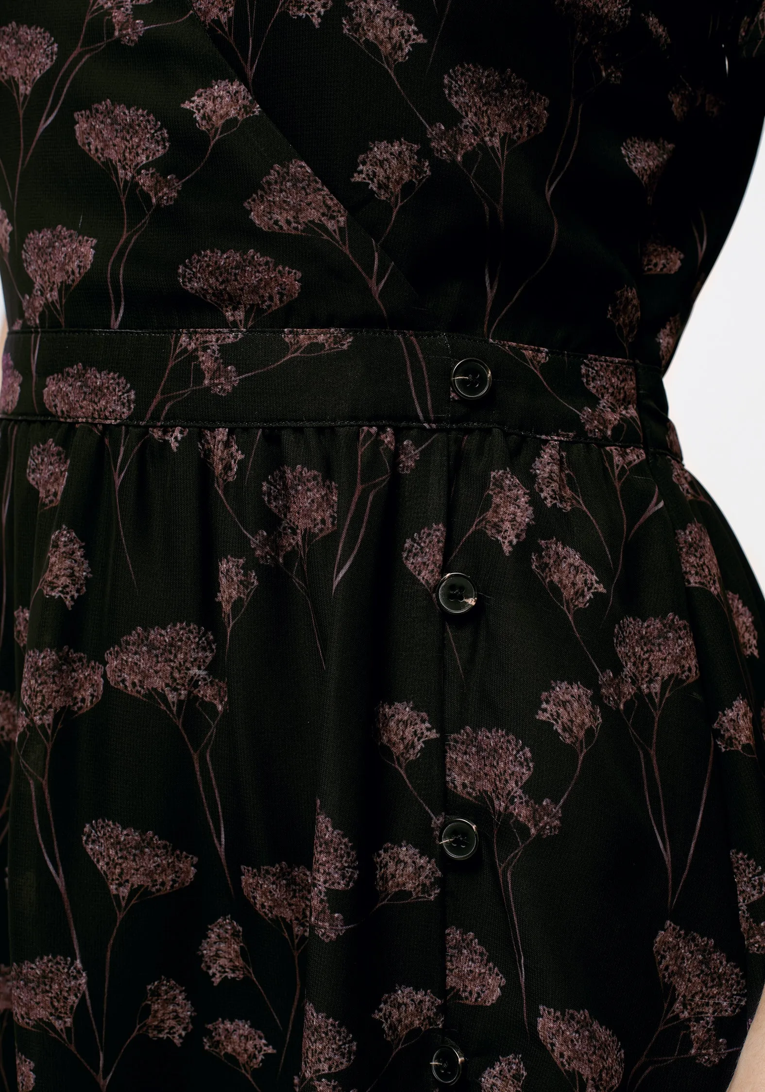 Travel Fit High Hemline Judas V-Neck Button Midi Dress