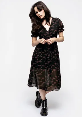 Judas V-Neck Button Midi Dress Comfy Smart