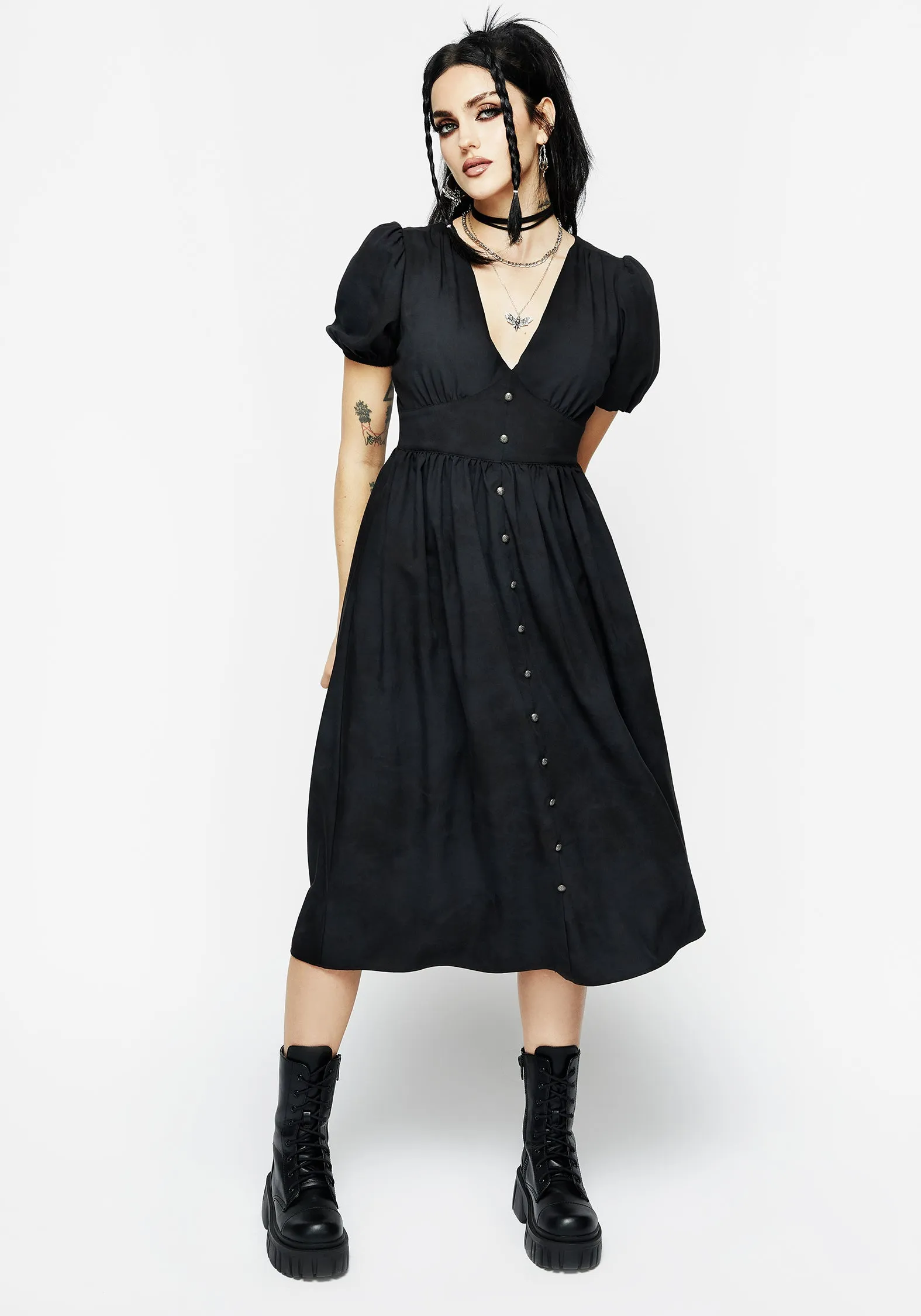 Gladys Button Front Midi Dress Pure Stitch