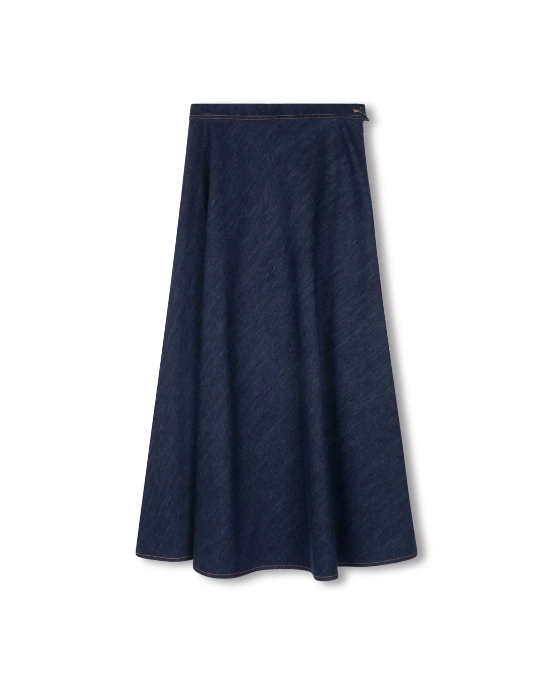 Side Button Denim A-Line Skirt Back Slit