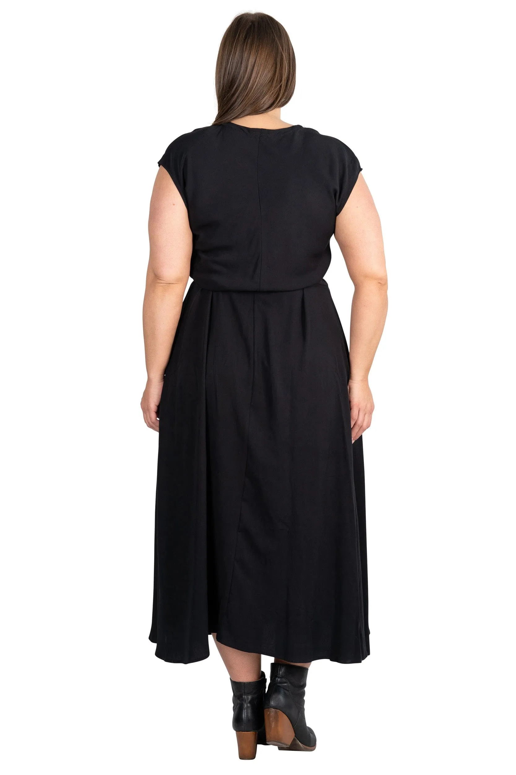 Belted Bias Dress in Black Neutral Cut