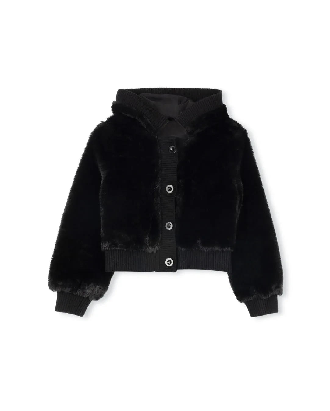 Fuzzy Ribbed Cuffing Coat Quilted Lining