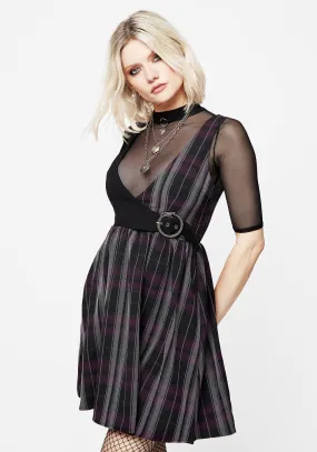 Gambit Check Wrap Suspender Mini Dress Fun Twist