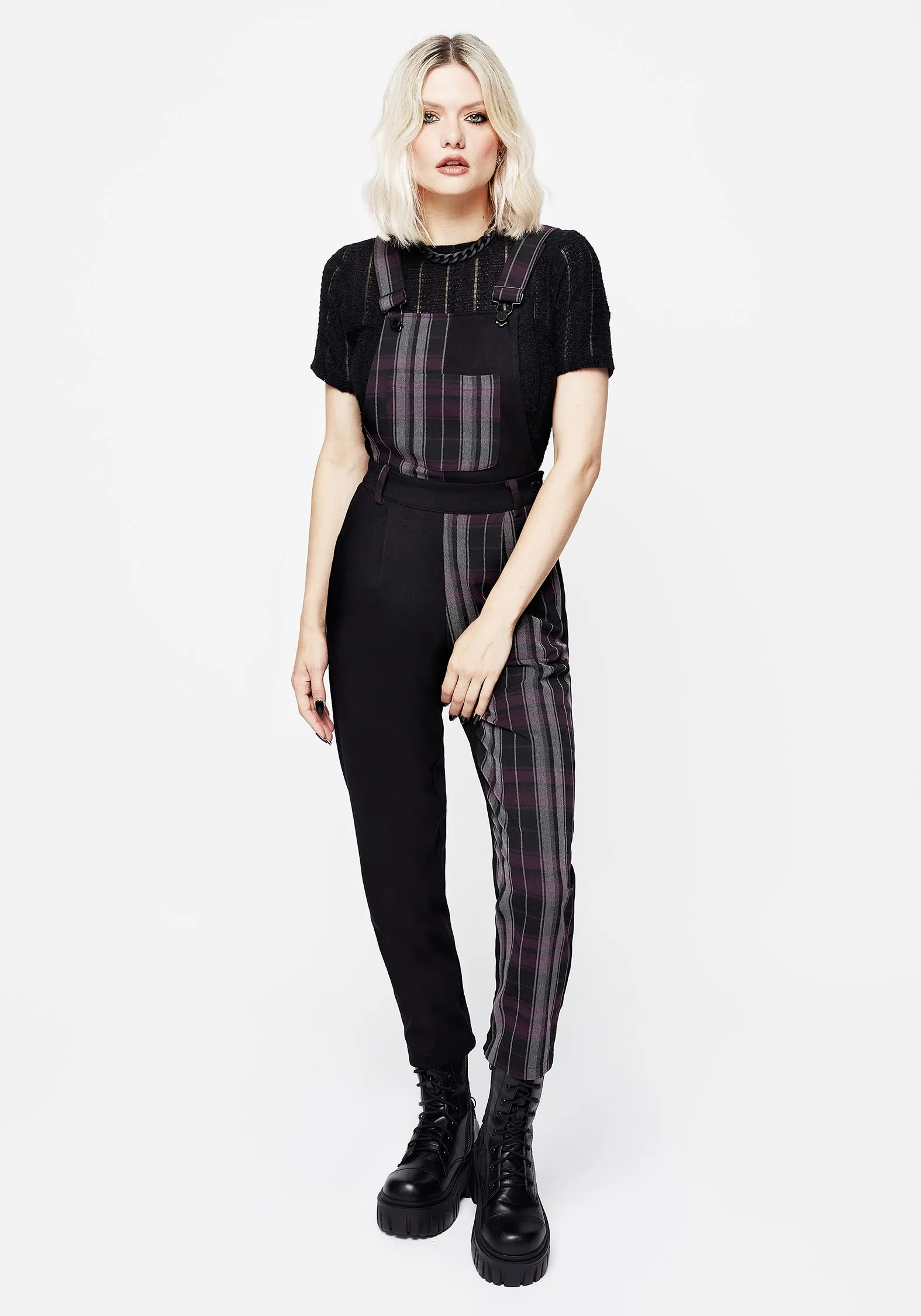 Stain Resistant Weave Gambit Spliced Check Dungarees