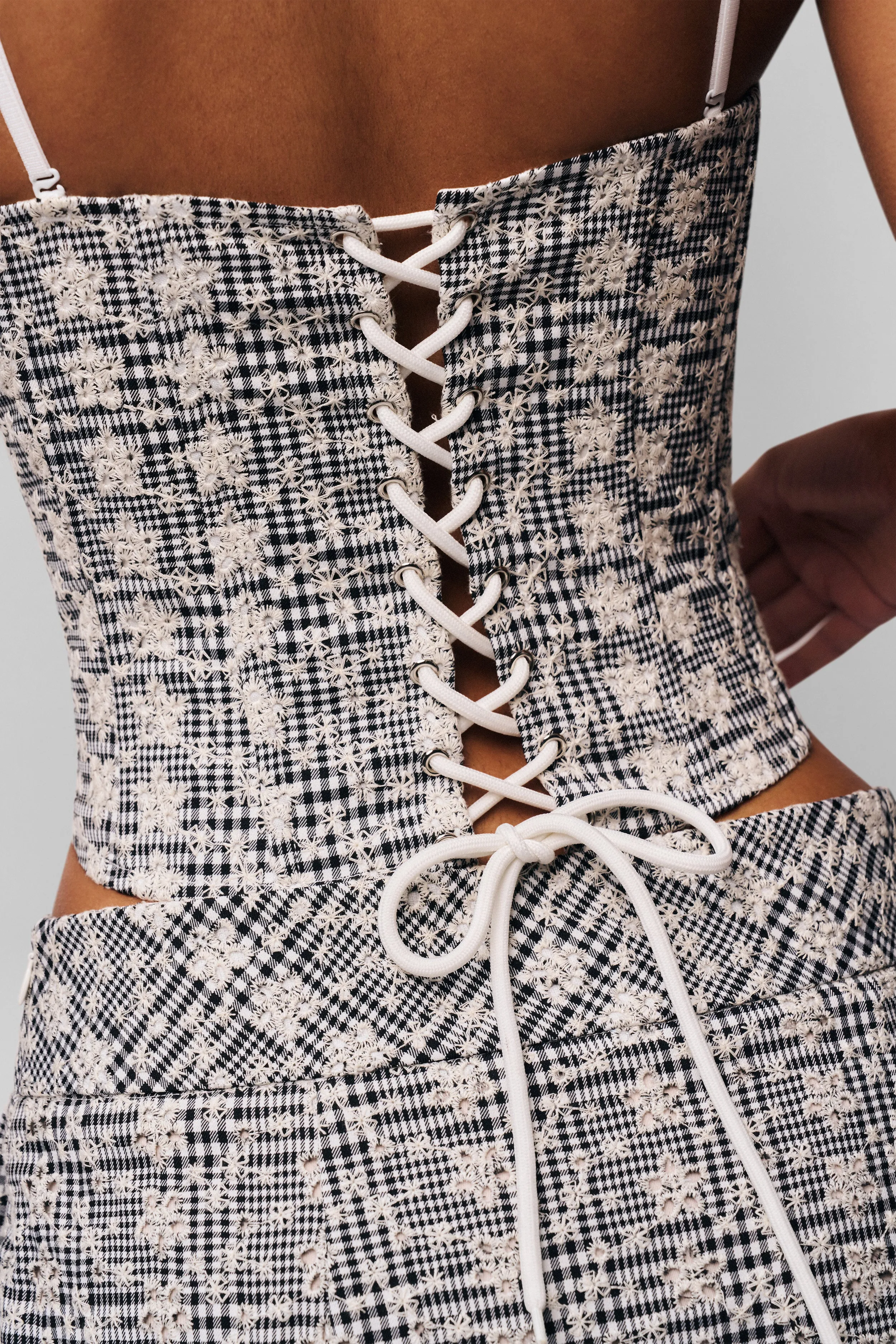 Genevieve Gingham Bustier Reinforced Hemlines Enhanced Breathability