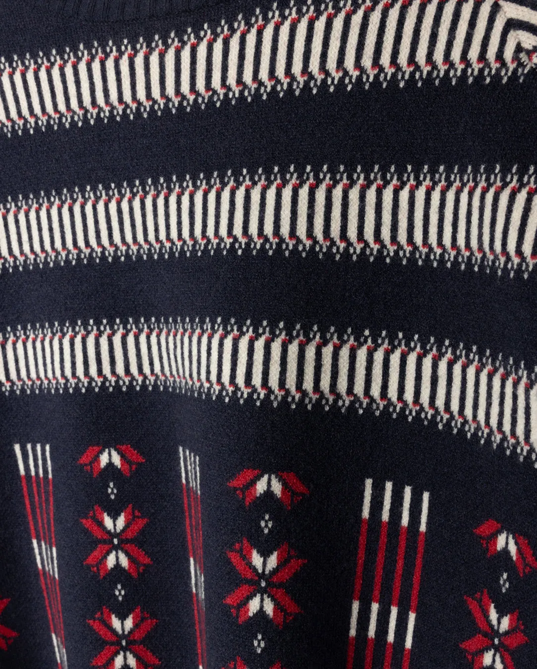 Geometric Print Ruffle Sweater Vintage Wash Finish