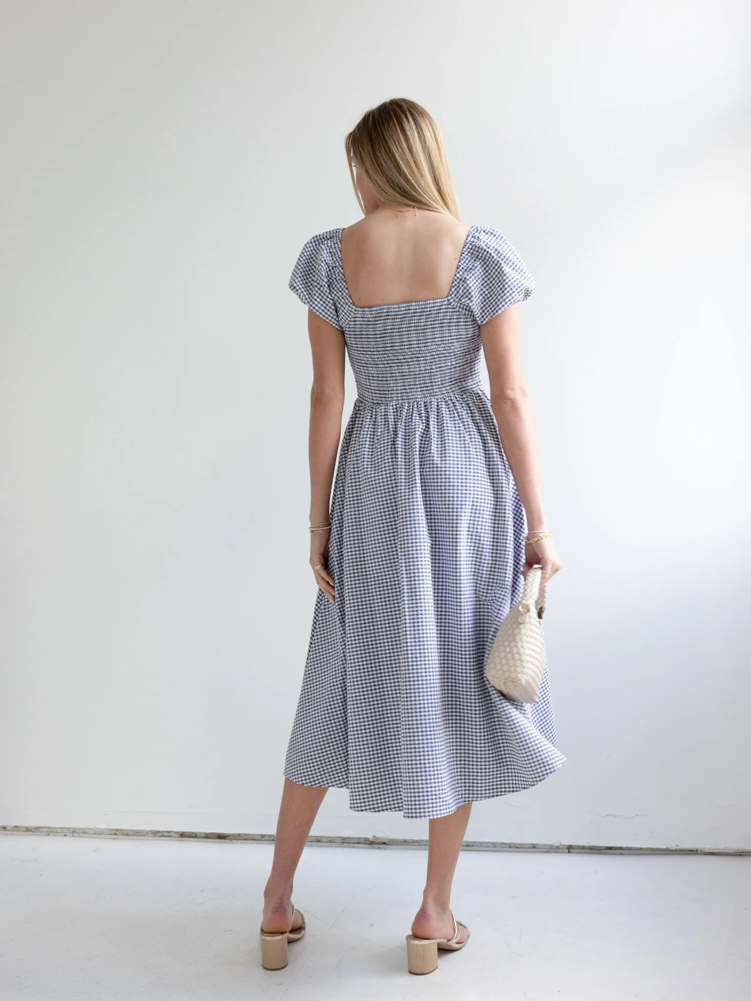 Gingham Sweetheart Dress Detachable-Detail Timeless Touch