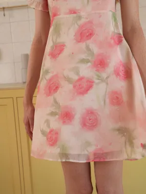 Casual Pick Gathered Skirt Giuliana Floral Print Square Neck Puff Sleeve Dress