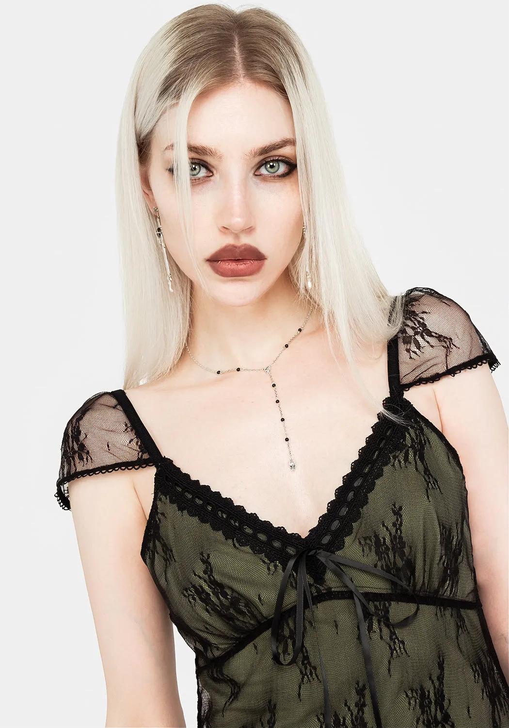 SeamlessConstruction Gladioli Stretch Lace Midi Dress