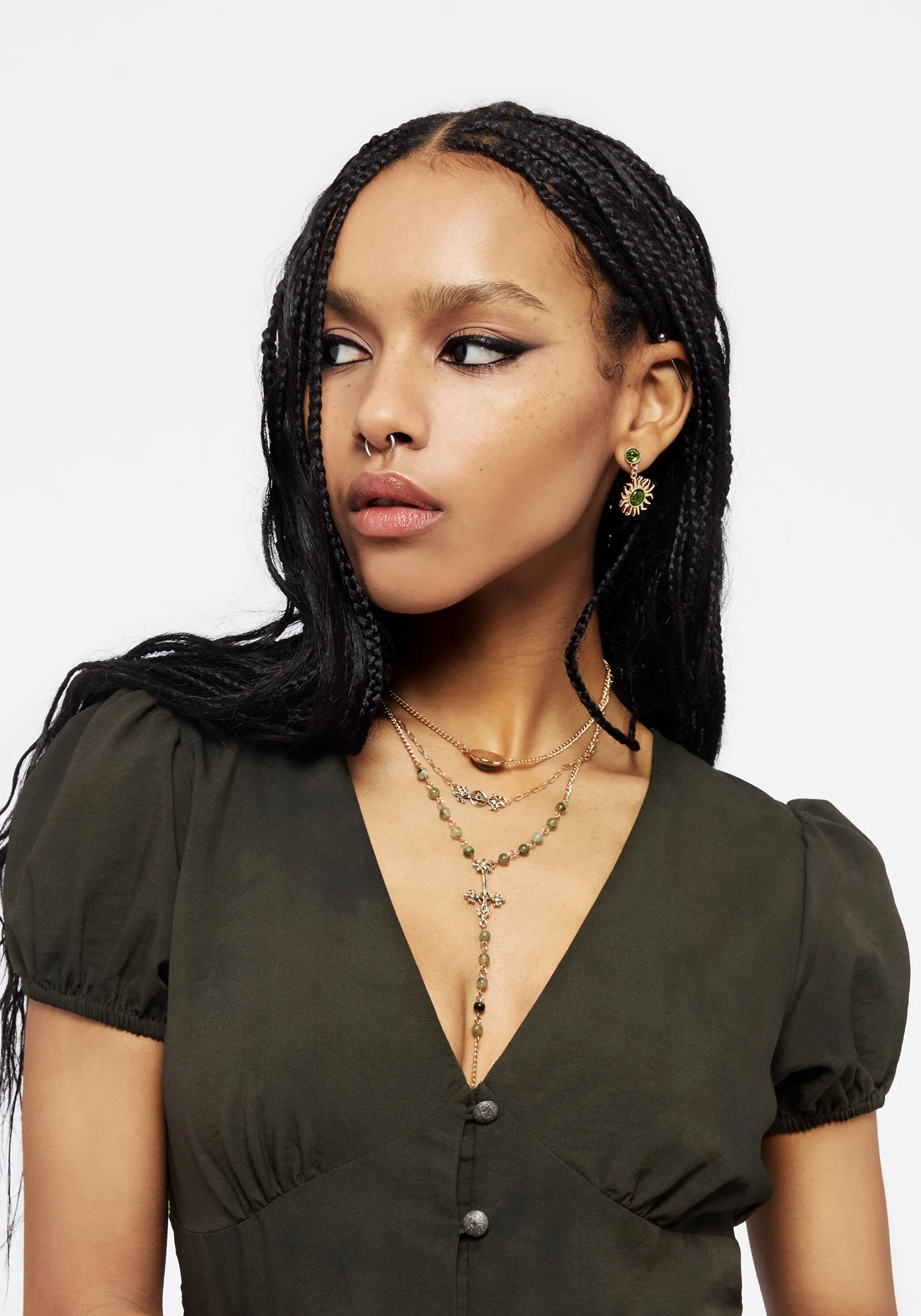 Gladys Button Up Midi Dress - Green Glam Lady Fashion Essential