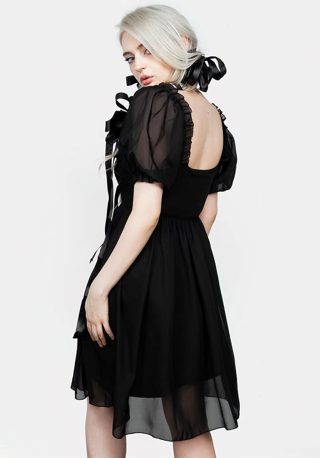 Destiny Smocked Baby Doll Mini Dress Unlined Look