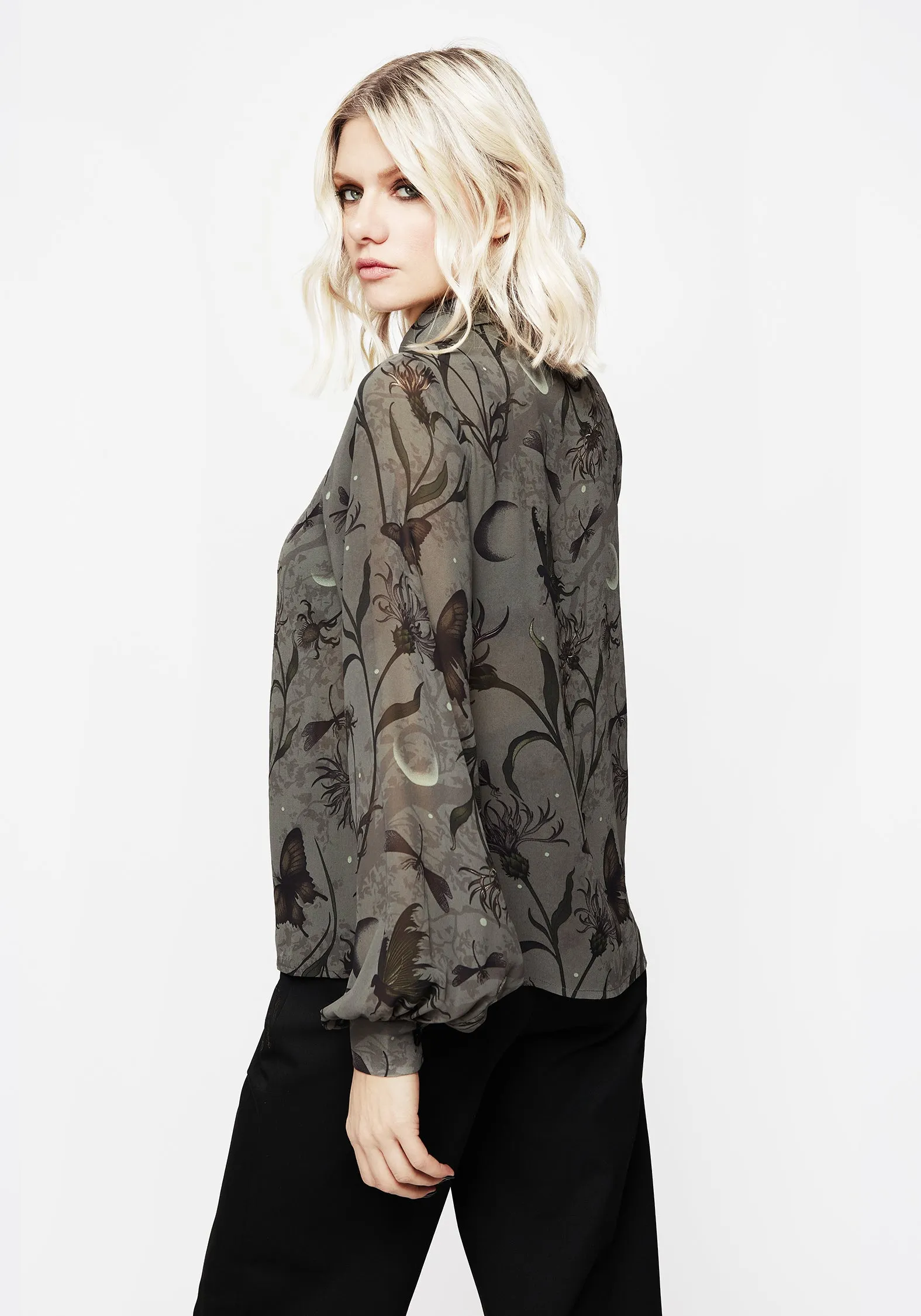 Lightweight Feel Gloriana Floral Print Chiffon Shirt