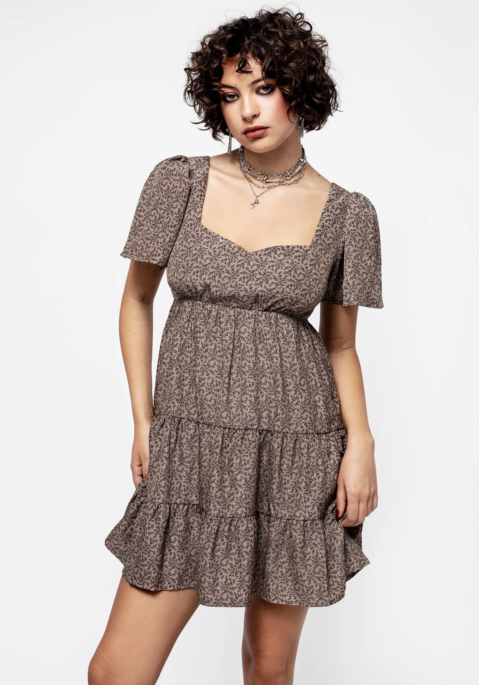 Office Cool Meadowsweet Tiered Mini Dress