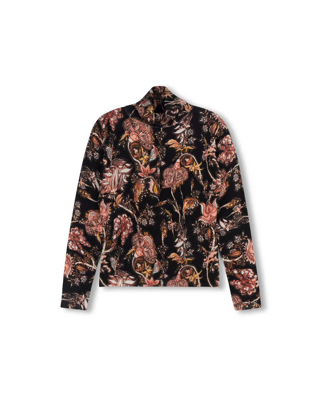 Weeks Printed Turtleneck Collared Flexible Neckline