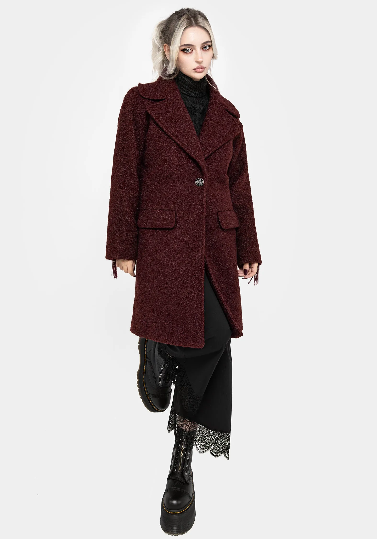 Buttery Soft Handfeel Double Layered Gorgon Boucl?? Oversized Coat - Red