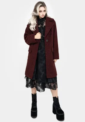 Gorgon Boucl?? Oversized Coat - Red Ultra Flexible Multi Directional Stretch