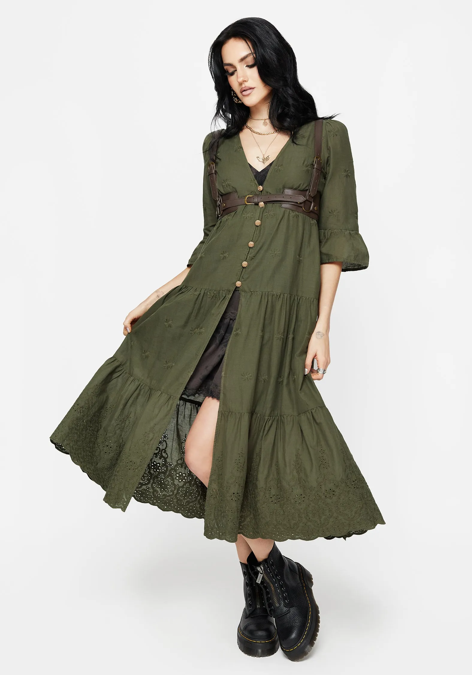 Gossamer Tiered Overdress - Green Reverseble Design