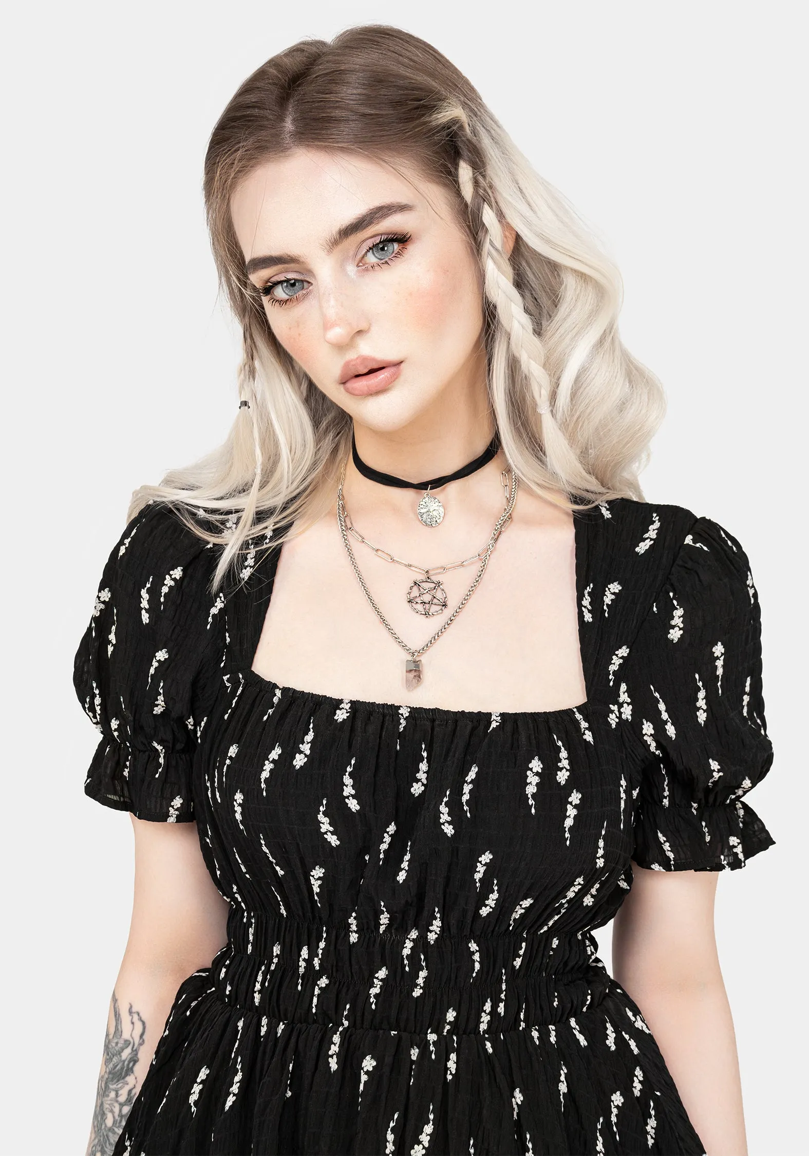 Carmel Layered Midaxi Dress Subtle pattern