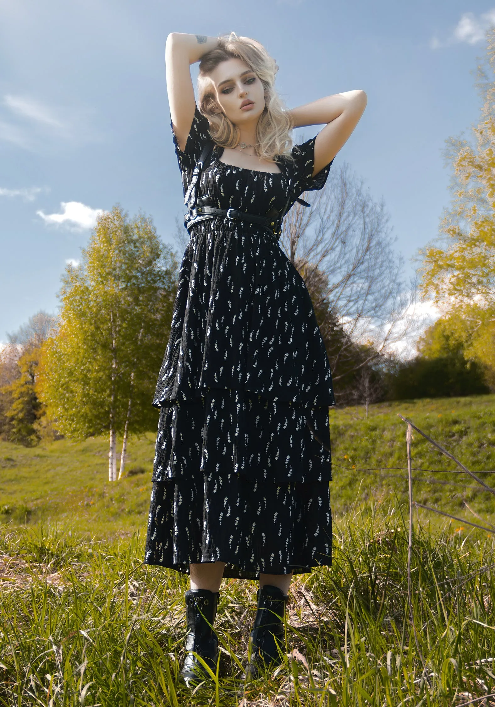 Versatile dress for layering Fall Outfit Carmel Layered Midaxi Dress