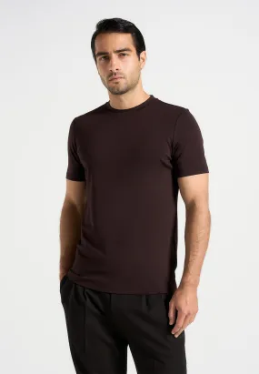 Armand - Fitted Luxe T-Shirt - Brown Workwear Style Daytime Look