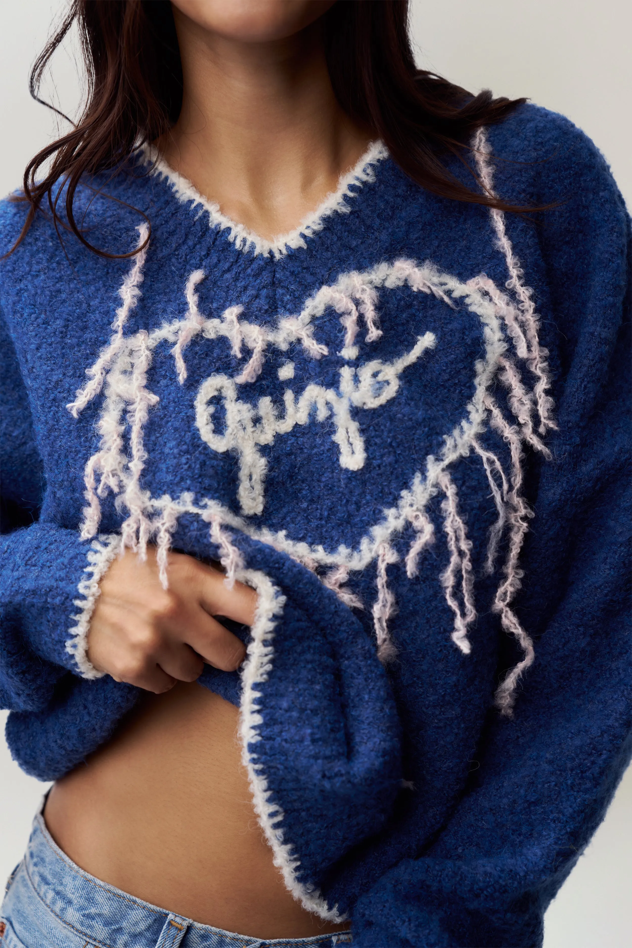 Guizio Heart Sweater Soft Touch Lining Tagless Design