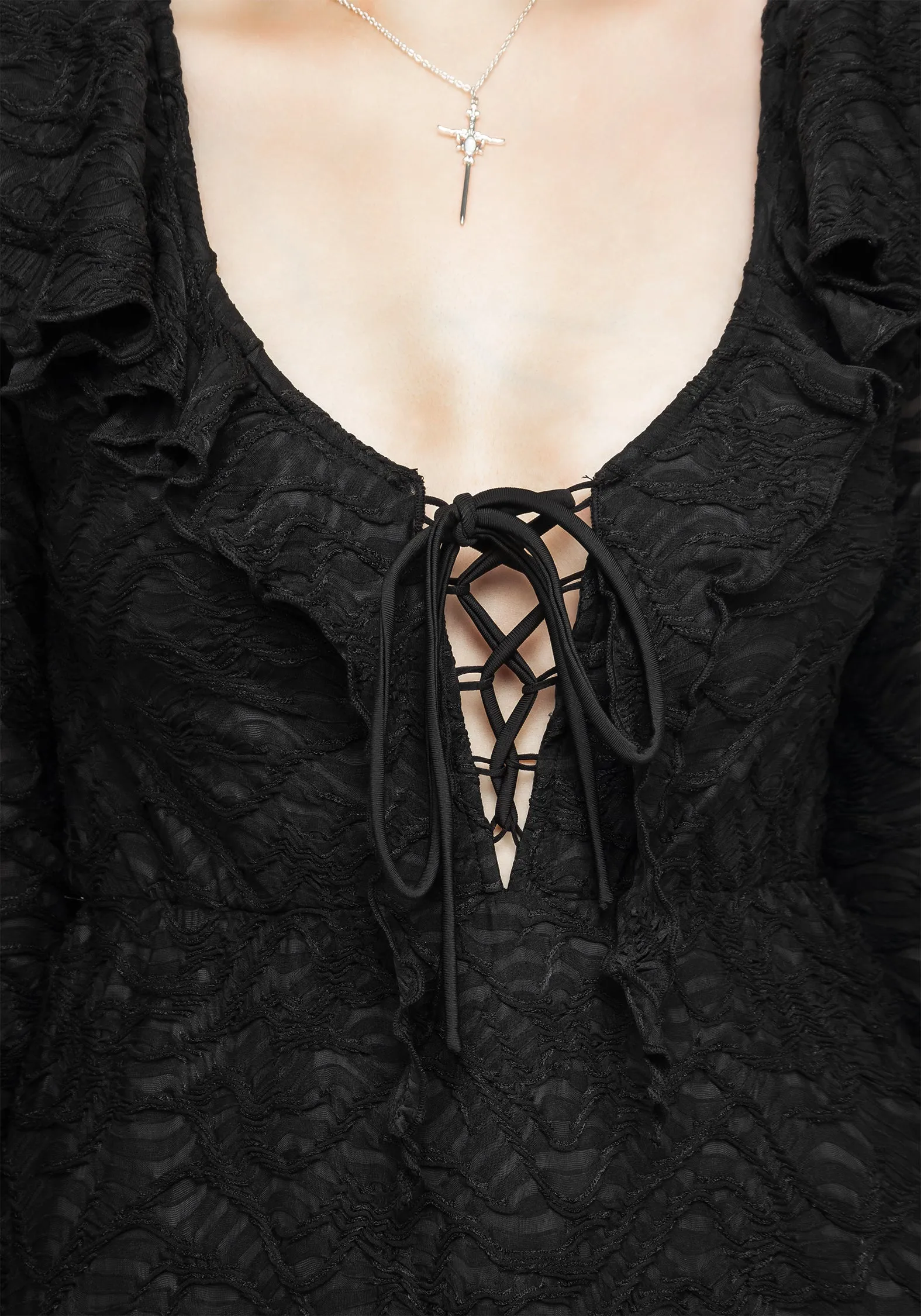 Jessel Distressed Cascade Handkerchief Hem Midi Dress Jewel-Tone