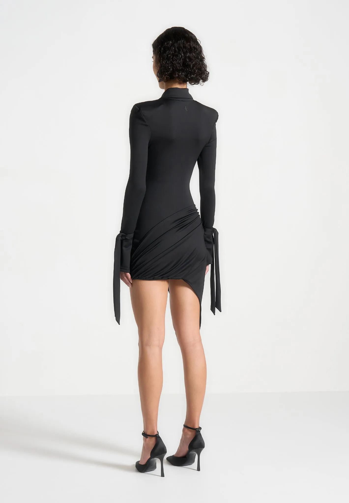wrap waist Trendy And Comfortable Diane - Draped Asymmetric Mini Dress - Black
