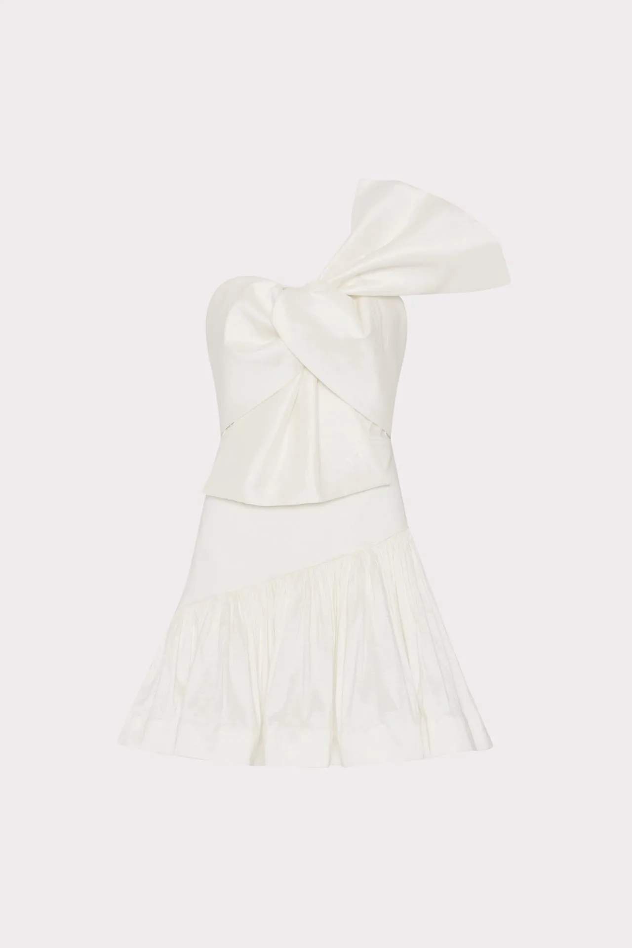 Balanced Look Scoop-Neck Harley Bow Taffeta Mini Dress