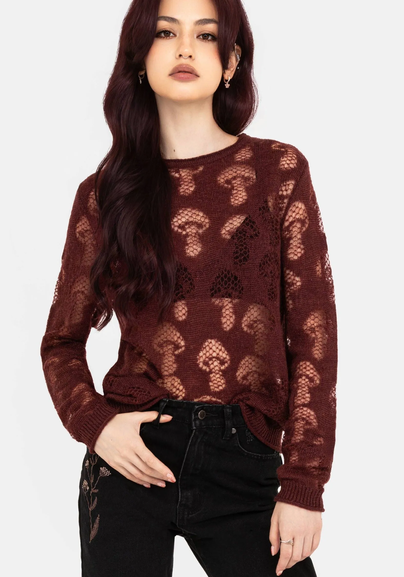 Harriet Lurex Mushroom Detail Knit Jumper 3D Knitting Technology