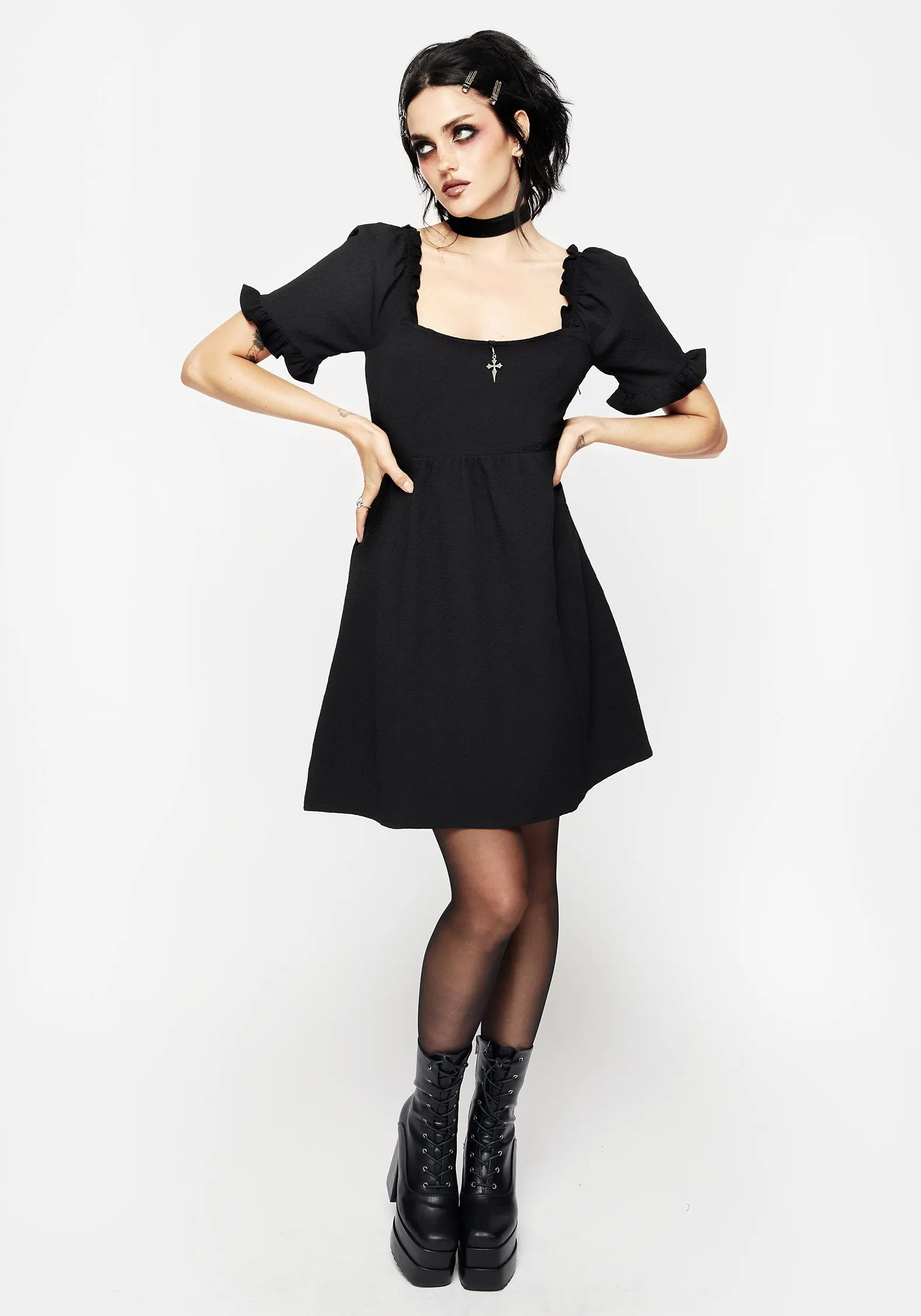 Sleek Drape Hathor Frill Mini Dress