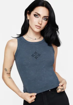 NoSlipSurface Haven Cross Embroidered Ribbed Cotton Tank Top