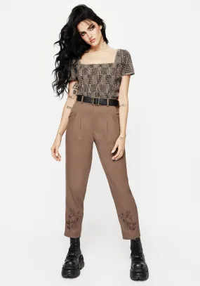 Hazel Embroidered Slim Tailored Trousers Aesthetic Fit