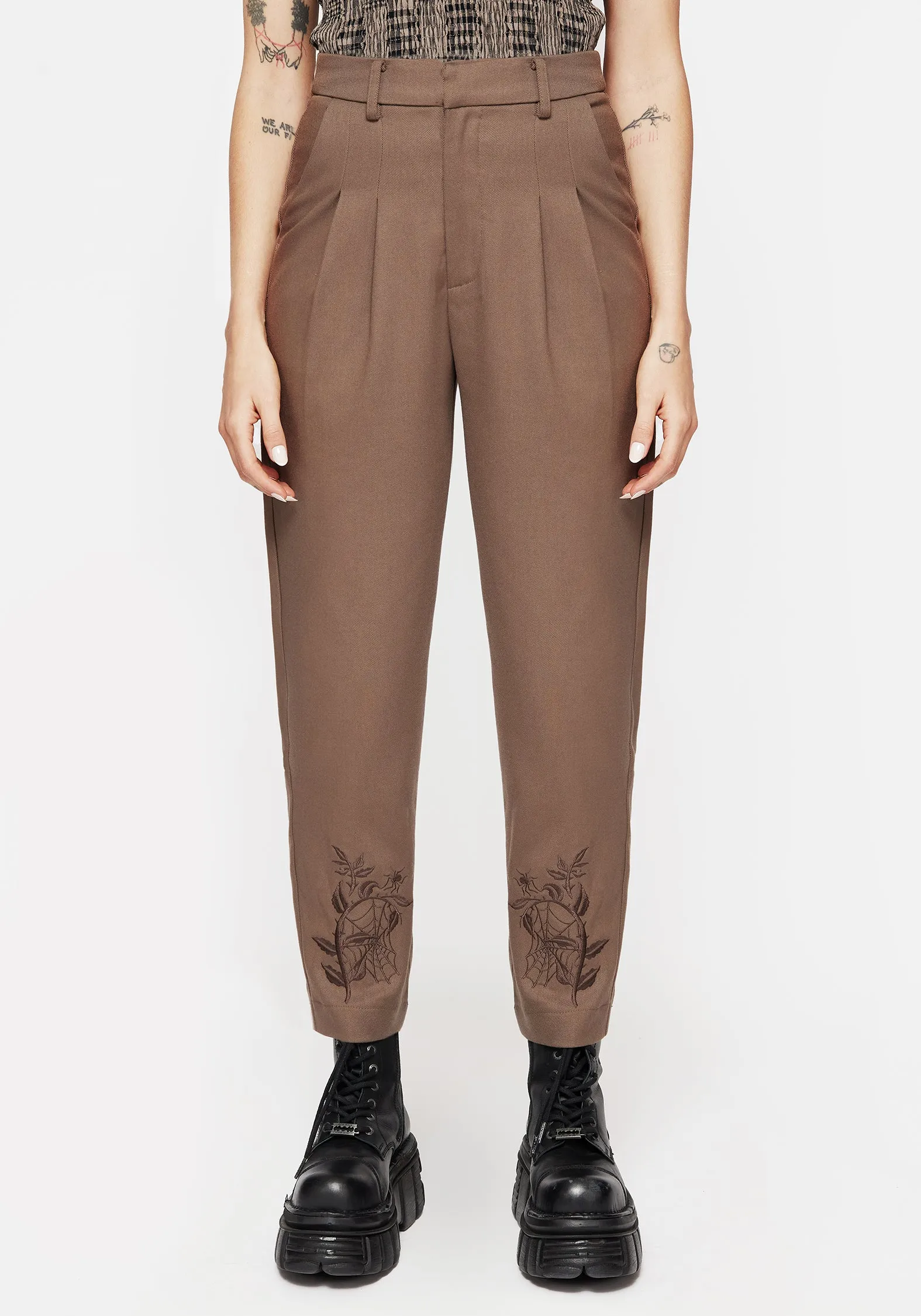 Breathable fabric Outdoor Layer Hazel Embroidered Slim Tailored Trousers