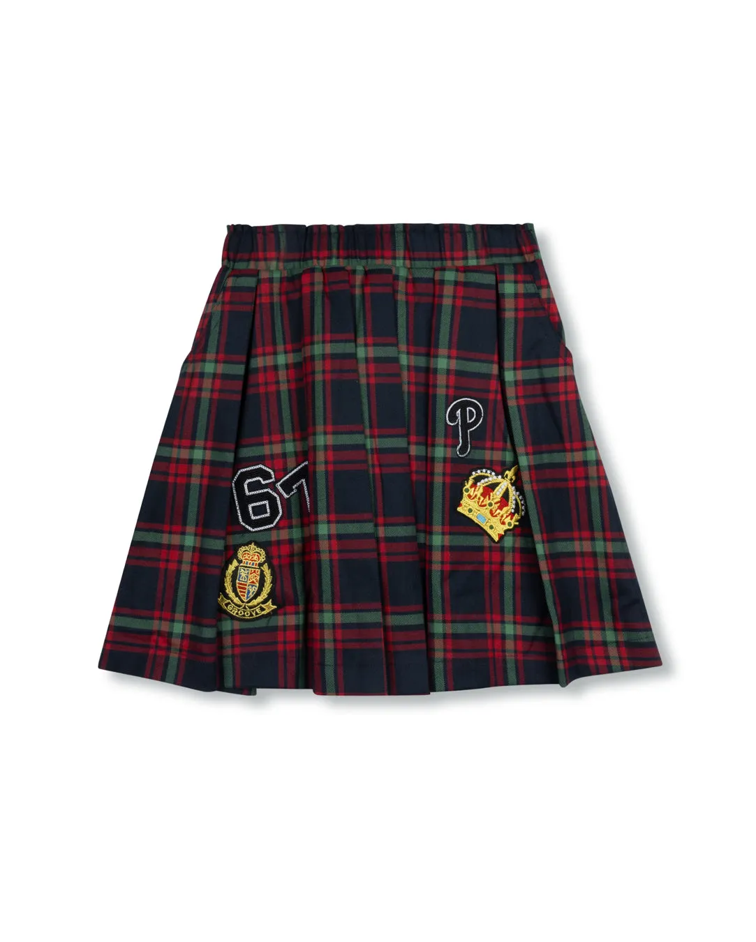 Style Essential Subtle Shimmer Hazen Plaid Skirt