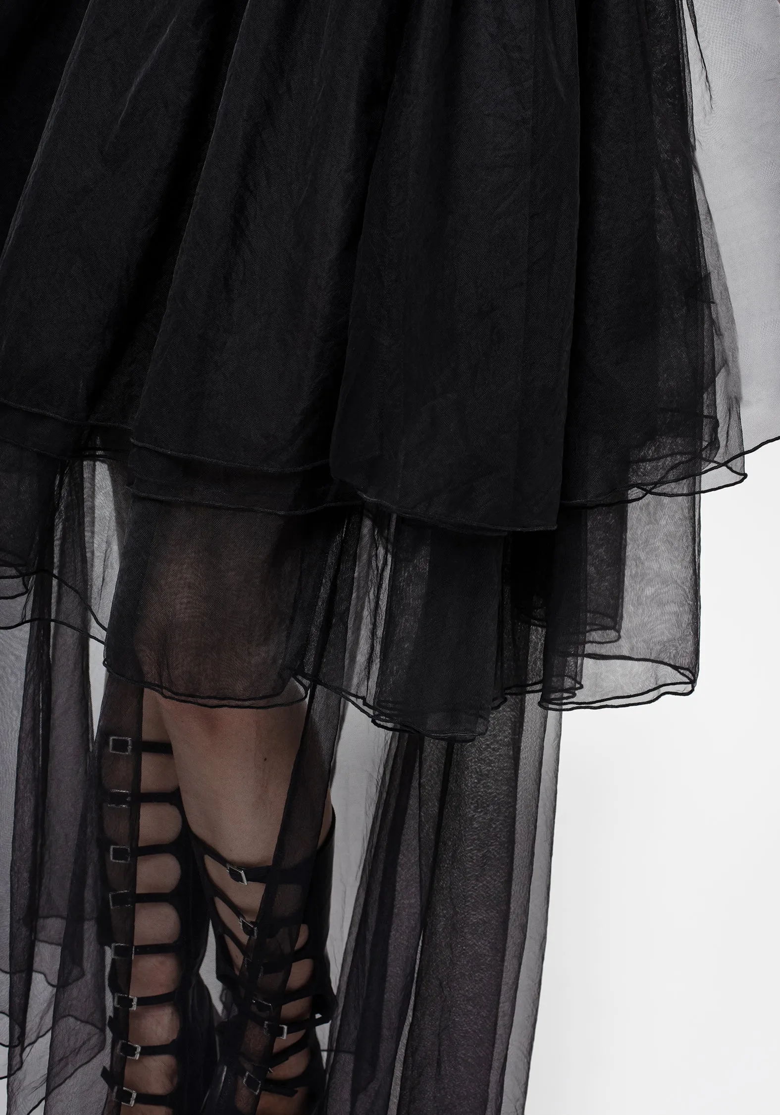 Elasticized Cuff Headhunter Layered Tulle Maxi Skirt