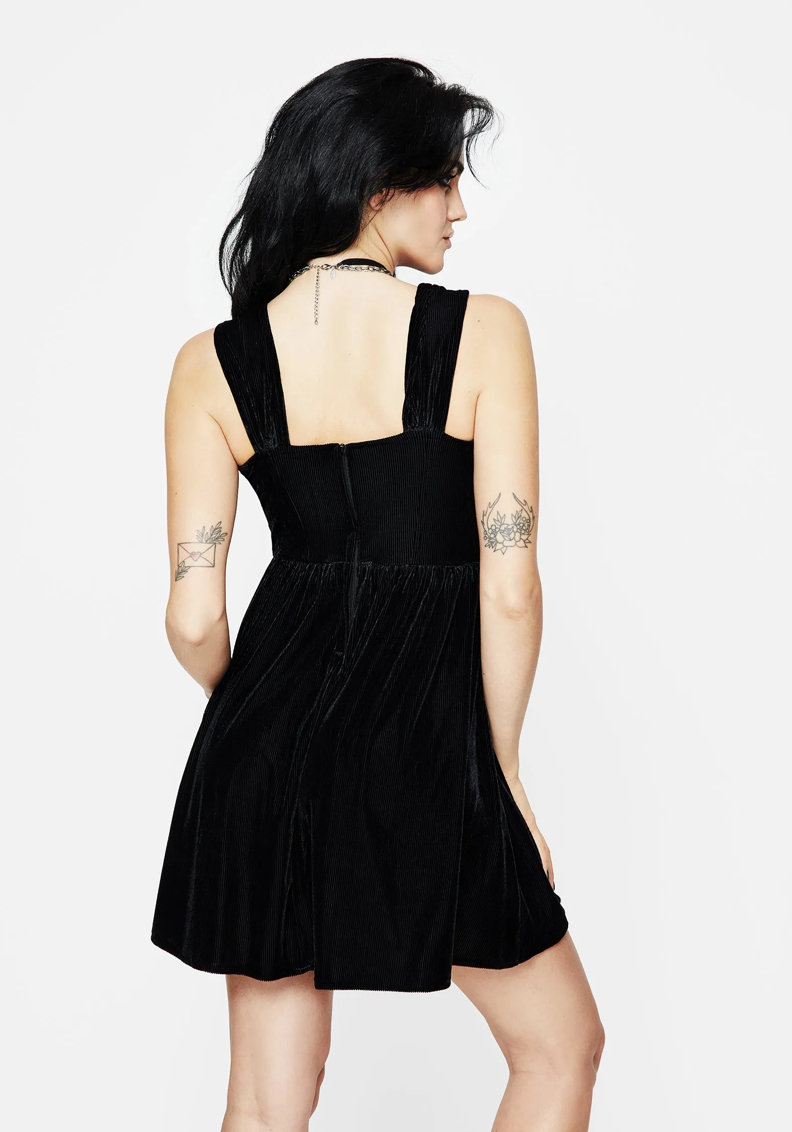 Subtle Finish Heartless Zip Front Mini Dress