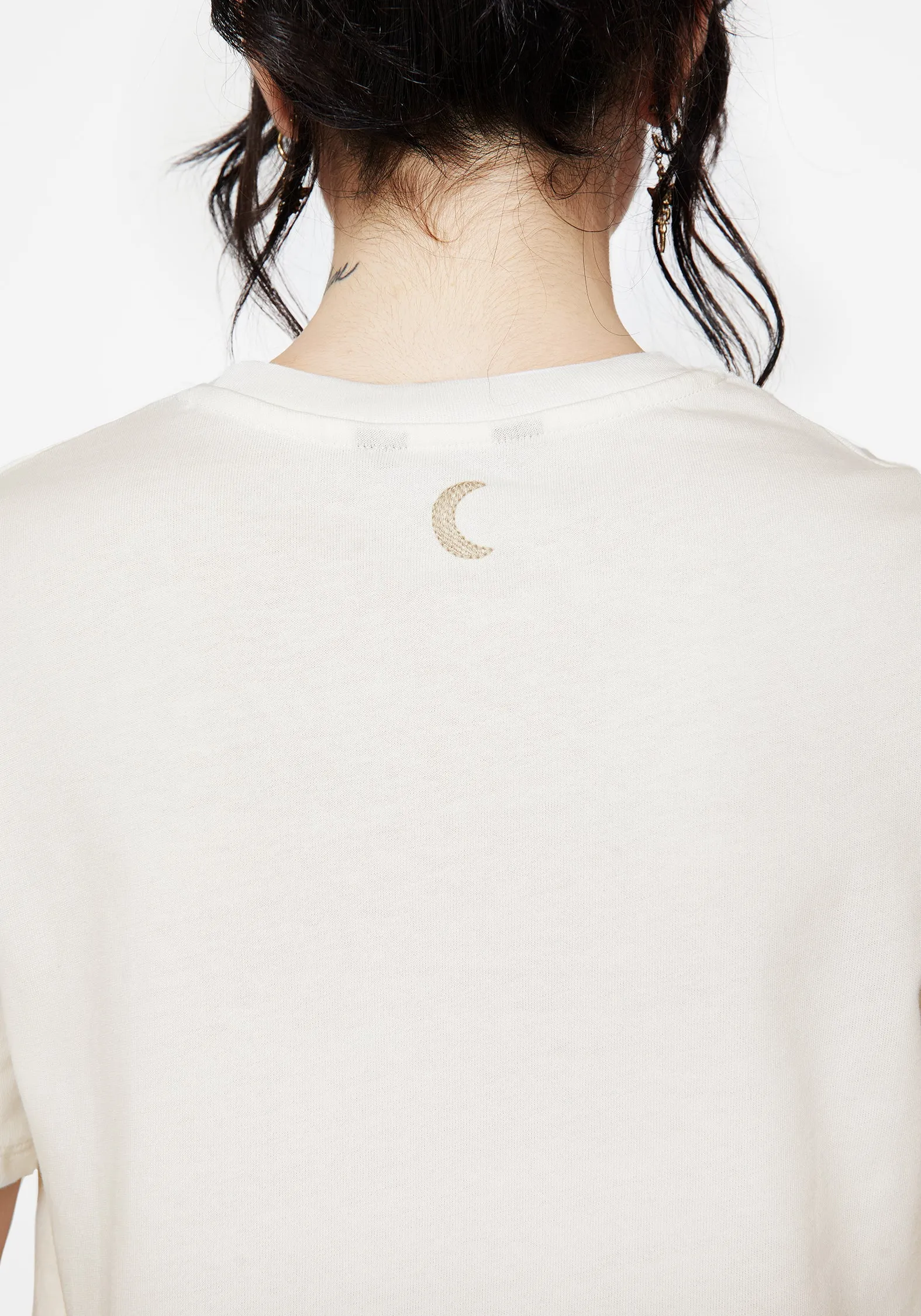 Griffinfly Cotton Embroidered Jersey Cropped T-Shirt Low Profile Zipper Reflective Trim