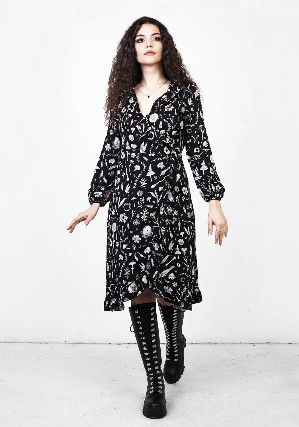 HEDGEWITCH RUFFLE WRAP ABOVE KNEE DRESS Bold Touch